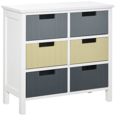Image of HOMCOM 6 Drawer Storage Tower, Dresser Chest with Wood Top, Organizer Unit for Closets Bedroom Nursery Room Hallway