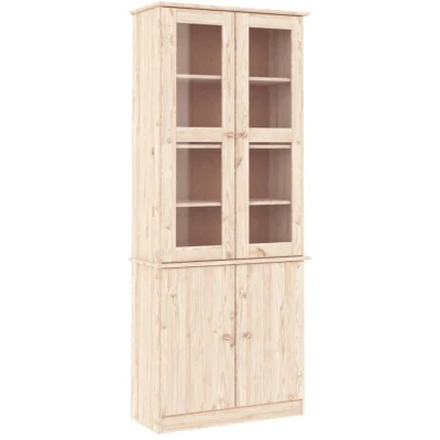 Image of vidaXL Glass Display Cabinet ALTA 77x35x186.5 cm Solid Wood Pine