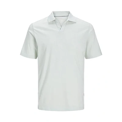Image of JACK &amp; JONES Men&#039;s Jjesummer Linen Polo Ss Sn Long Sleeved Shirt, Soothing Sea, XXL