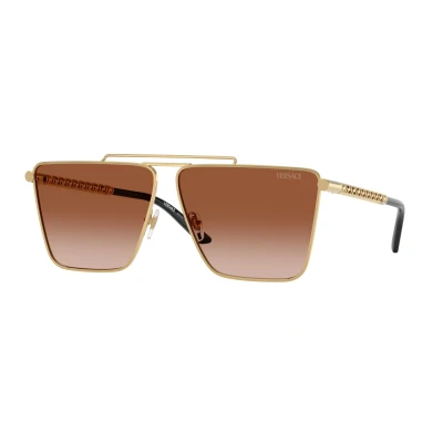 Image of Versace Unisex Sunglasses goldcoloured/brown, Size: 64, Gold coloured/brown