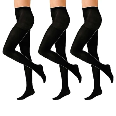 Image of Heatwave Pack of 3 Ladies Black Thermal Tights for Womens Heat Insulating 140 Denier Warm Soft Feel All Day Comfort Winter TOG, Small