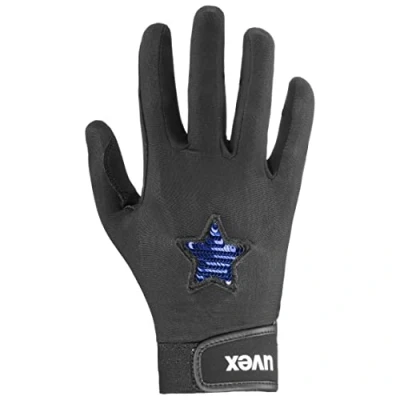 Image of uvex Glamstar Flexible Riding Gloves for Kids Durable Excellent Grip Black Blue 5