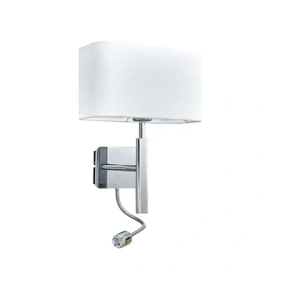 Image of Lucande wall light Jettka, height 63 cm, reading arm, textile