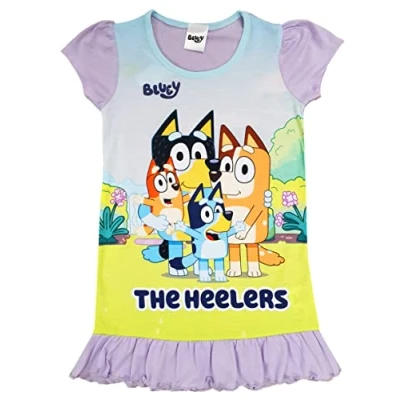 Image of Girls Bluey Nightie Nightdress Night Shirt (Bluey, 5 6 Years)