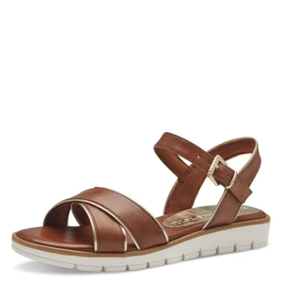Image of MARCO TOZZI Women&#039;s 2 28601 42 Wedge Sandal, Cognac Comb, 5