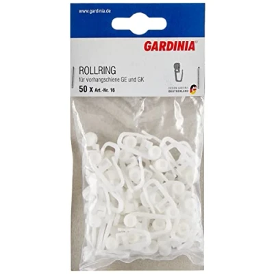 Image of GARDINIA Rollers With Hook For GE And P2U Curtain Rod Models, 50 Pack, UV Resistant, Plastic, White