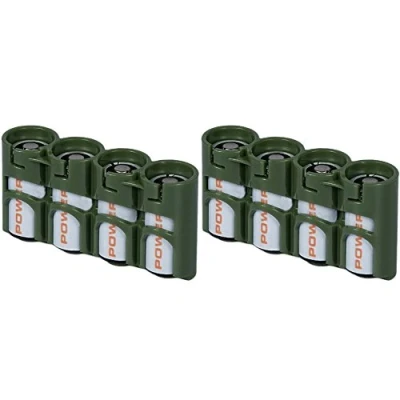 Image of Powerpax Slim Line CR123 Battery Caddy, Military Green X 2 Pack Each Holds 4&quot; Batteries