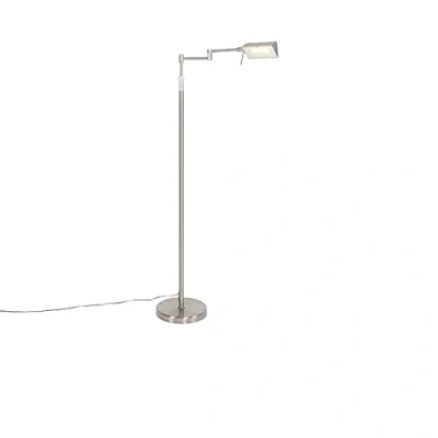 Image of Qazqa Design Floor lamp Steel I Nickel Matt Satin Incl. LED with Touch Dimmer Notia Modern 1 Light Suitable for Living Room Bedroom