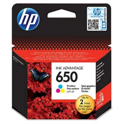 Image of HP 650 Ink Cartridge for Printers (Cyan, Magenta, Yellow, Deskjet Advantage 2515, Inkjet, 20 80%, 40 60 C, 15 32 C)