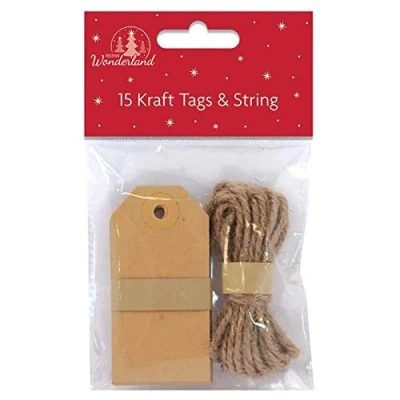 Image of Tallon Festive Wonderland Xmas Kraft Gift Tags &amp; String Pack of 15