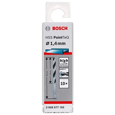 Image of Bosch Professional 10 Piece PointTeQ HSS Twist Drill Bit (for Metal, 1.4 x 18 40 mm, Driver Accessories)