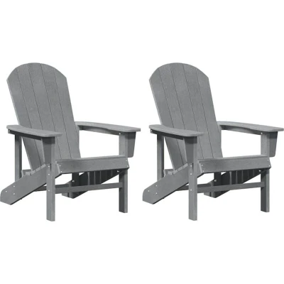 Image of vidaXL Adirondack Chairs 2 pcs Light Grey 74x82x90 cm HDPE
