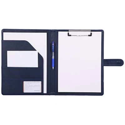 Image of Clipboard Folder A4 Portfolio for Standard Letter Size Writing Pad Legal Pads, Faux Leather with Inside Pocket,Office Organiser Conference (Blue)