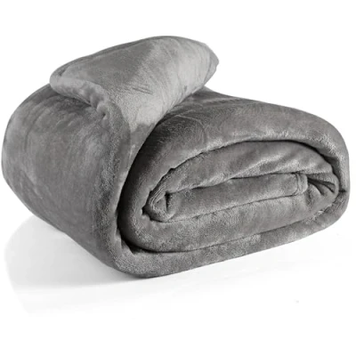 Image of EHC Fleece Blanket sofa Throw, Cozy Soft Fluffy Throws for Large Bed and Couch Double, Grey, 150x200cm