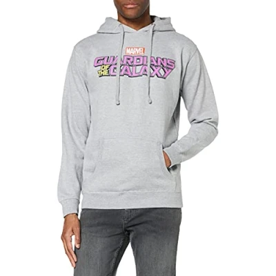 Image of Marvel Men&#039;s GOTG Text Logo Hoodie, Grey, Medium