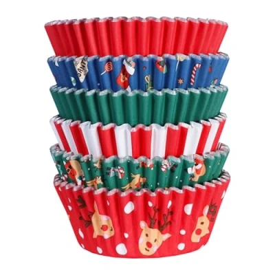 Image of PME Christmas Foil Lined Cupcake Cases Santa Mix (Pack of 100)