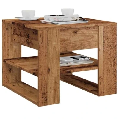 Image of vidaXL Coffee Table Engineered Wood Side Table/Brown 60 kg Capacity/Rectangular, 55.5x55x45 cm Modern Living Room or Lounge Area