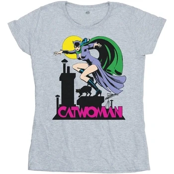 Image of DC Comics Women&#039;s Catwoman Text Logo T Shirt Large Sport Grey
