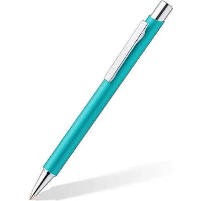 Image of Staedtler Elance Retractable Ballpoint Pen, Metal Shaft, Durable, Interchangeable Refill M, Indelible, Ink Colour Blue, 421 45 35 (Turquoise)