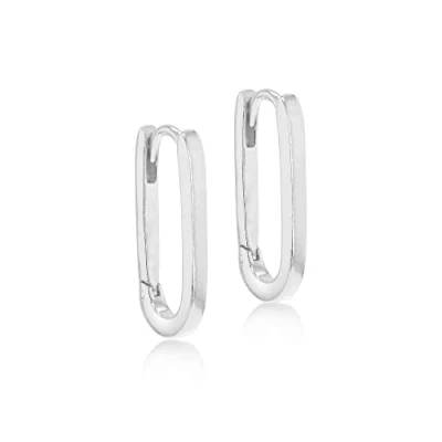 Image of Tuscany Silver Women&#039;s Sterling 10.5mm x 20mm Rectangular Hoop Creole Earrings
