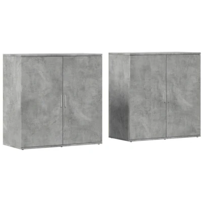 Image of vidaXL Sideboards 2 pcs Concrete Grey 79x38x80 cm Engineered Wood
