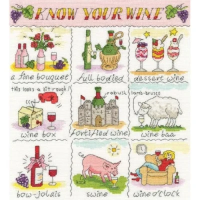 Image of Bothy Threads Cross Stitch Kit Know Your Wine