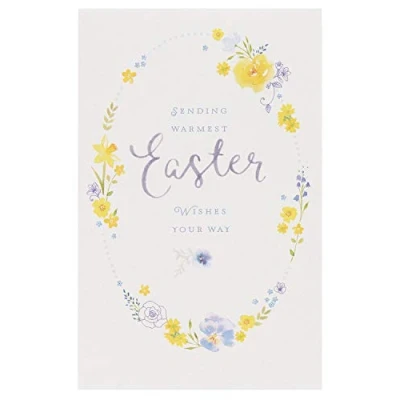 Image of Pack of 5 Sending Easter Wishes Floral Cards Packs Greeting
