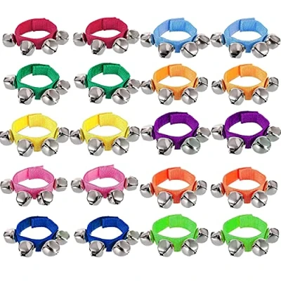 Image of 20Pcs Wrist Bells 10 Colors Multicolor Band Jingle Musical Rhythm Bracelet Foot Ankle Rattles Instrument for Kids Adult Class Party