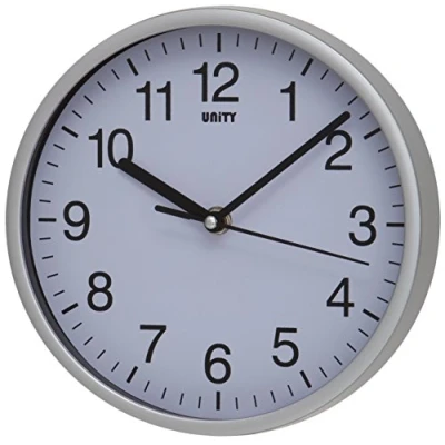 Image of Unity Wall Clock, Radcliffe, Silent Sweep, Modern, Silver, 20cm / 8 inch