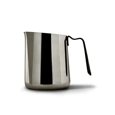 Image of Fellow Eddy Steaming Pitcher Milk Frother with Fluted Spout, Premium Barista Tools for Precision Latte Art, 18/8 Stainless Steel, Graphite, 18oz Jug
