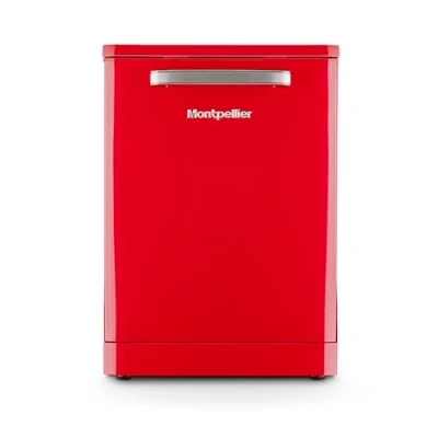 Image of Montpellier MAB1353R RETRO Style 13 Place Dishwasher 5 Progs Class E Red