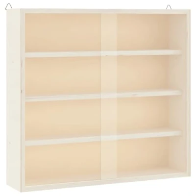 Image of vidaXL Wall Display Cabinet Brown Plywood Storage Unit with 4 Shelves, Transparent PET Doors, 40x8.5x37 cm No Drill Hanging Hooks