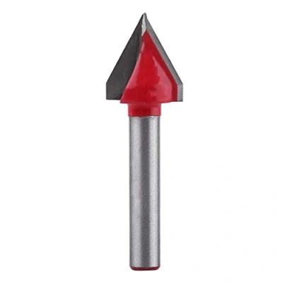 Image of V Groove Router Bit BE Tool 16mm x 60 Carbide Tipped 2 Flute Type Grooving CNC Engraving 3D Wood Making with 6mm Shank Woodworking Cutting