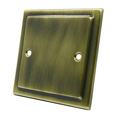 Image of AET VAB1GBP Victorian Antique Brass Single Electrical Blanking Plate 1 Gang, 240 V