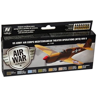 Image of Acrylicos Vallejo &quot;Us Army Air Corps Mediterranean Theatre Operations MTO WWII&quot; Model Set, 17 ml (Pack of 8)