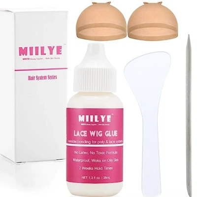 Image of Wig Adhesive Glue, Invisible Waterproof MIILYE Hair Replacement Bonding Light Hold for Lace Front And Poly Hairpieces, Toupee, Cosmetic Systems