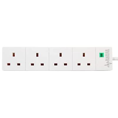 Image of PRO ELEC PL09211 4 Gang Surge Protected Extension Lead White, 8m