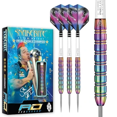 Image of RED DRAGON Peter Wright Snakebite 1 22 gram professional darts tungsten set with flights and shafts