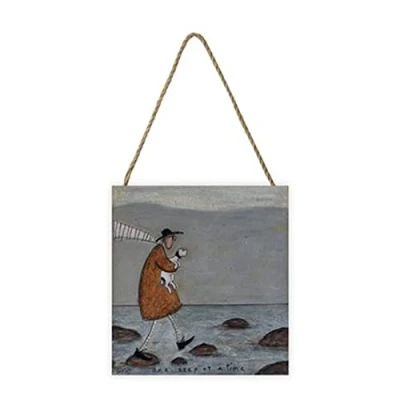 Image of Sam Toft Artwork (One Step at a Time Design) 20cm x 3cm Woodblock with Hanging Cord Official Merchandise ​