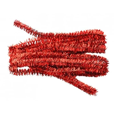 Image of Dolls House Red Tinsel Miniature Wired Christmas Tree Decoration Ornament