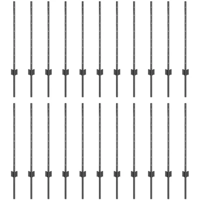 Image of vidaXL Fence Posts 22 pcs U Channel Grey 120 cm Steel
