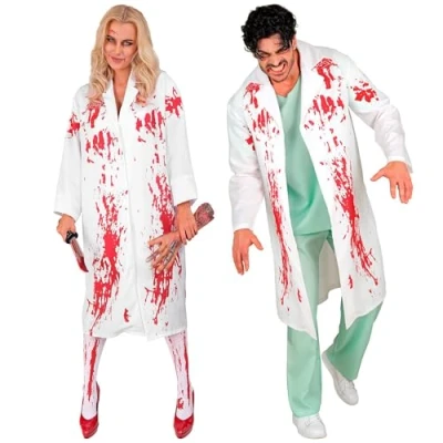 Image of Bloody Lab Coats Costume Medium for Hospital Doctor Scientist Fancy Dress