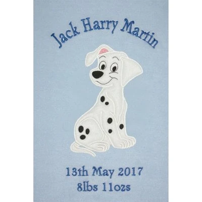 Image of Oh Sew Simple 101 Dalmatians Personalised Disney Applique Super Soft Fleece Baby Blanket Choice of Colours Available at CUSTOMISATION Point