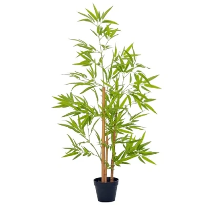 Image of Outsunny Set of 2 120cm/4FT Artificial Bamboo Trees Decorative Plant w/Heavy Pot Indoor Outdoor Style Home Office Greenery Decoration