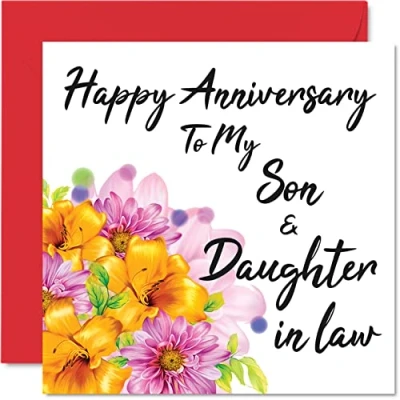 Image of Cute Anniversary Card for Son Happy &amp; Daughter in Law Special Wedding Women Men Her Him, 145mm x Beautiful Greeting Cards Fiance Fiancee