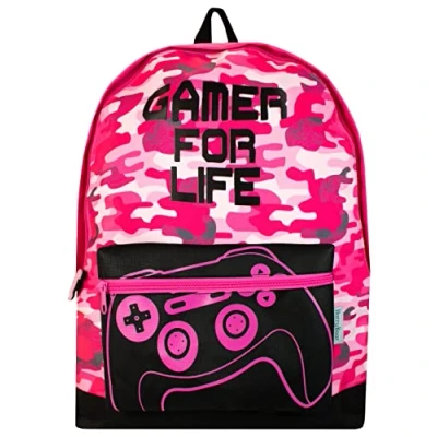 Image of Harry Bear Girls Gaming Console Backpack Pink Camoflauge