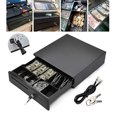 Image of Light Duty Cash Drawer Multipurpose Shop Till 12V Heavy POS Receipt Printer Register 5 Bills&amp;5 Coins Tray Removable Insert RJ11 Interface
