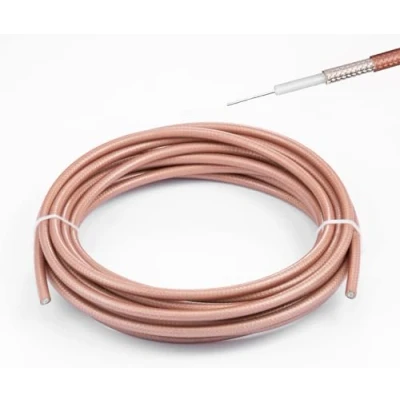 Image of Vecys RG142 Cable Low Loss RF Coaxial 32.8FT/10M Brown Silver Plated Copper Double Shielded Coax