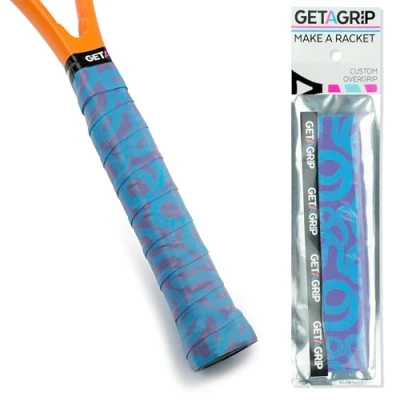 Image of Get A Grip Custom Tennis Racket Tape Anti Slip/Quick Drying Overgrips Precut Badminton with Finishing Squash Tapes (Hydra, 1 Grip)