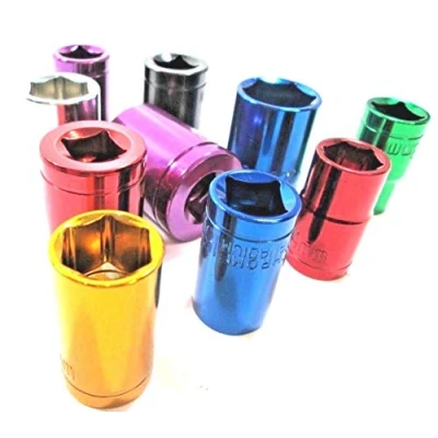 Image of Garden Mile Heavy Duty Highly Visible Sockets Chrome Vanadium Steel 1/2&quot; Mm Deep Standard Shallow Automotive Vehicle Tools DIY (10PC 1/2 INCH CRV COL.SOCKETS)